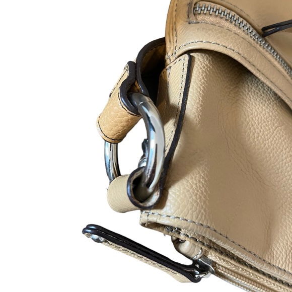 Tignanello Beige Multipocket Soft Pebbled Leather Shoulder Crossbody Bag - Picture 12 of 15